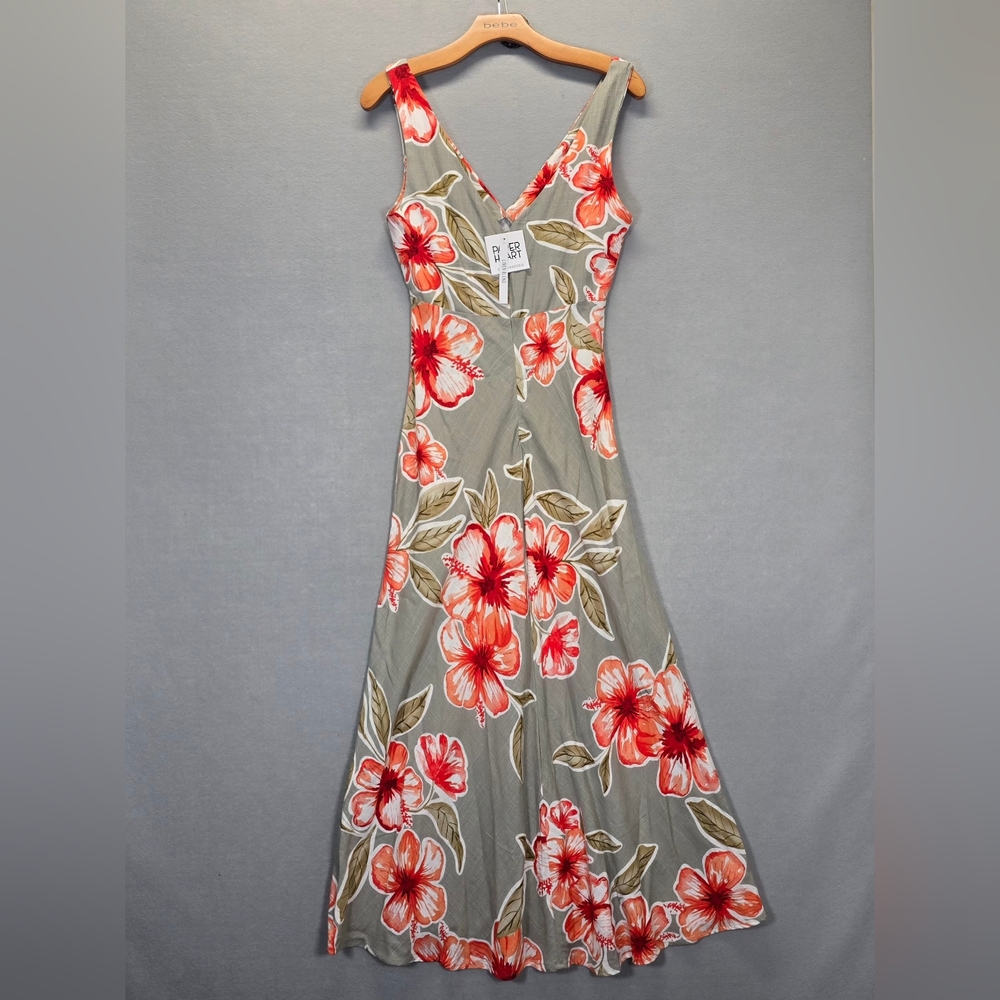 Paper Heart Floral Maxi Dress Size S Grey Red - Picture 5 of 6